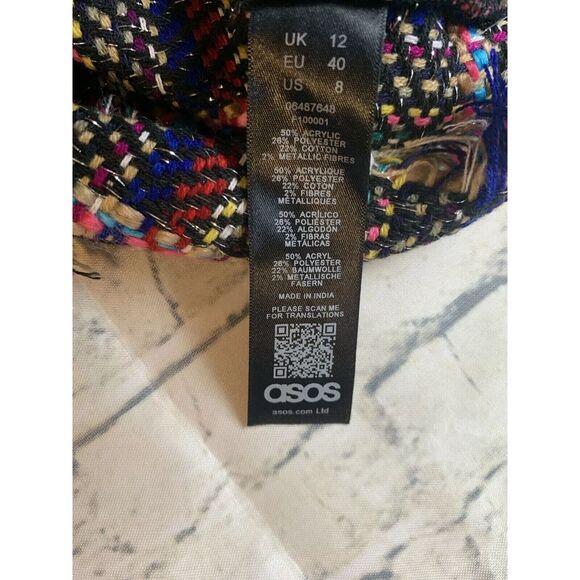 ASOS skirt womens size 8 multi colored Tweed mini Pencil buckle side clasp - Picture 5 of 5